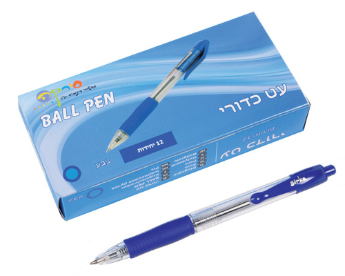 עט שקוף לחצן גריפ כחול סירקה 12