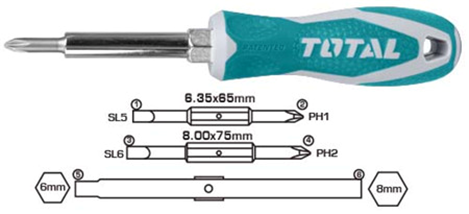 סט מברג מתחלף 1 יח' 8 מ