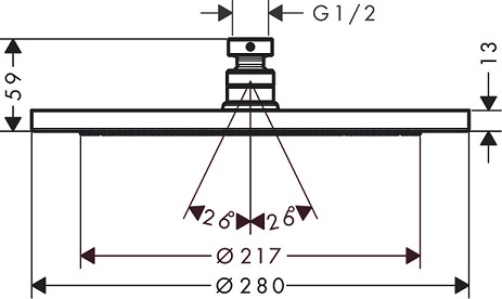 HANSGROHE ראש מקלחת עגול קוטר 28 סמ דגם 26220000