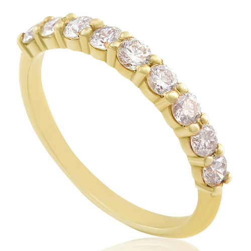 טבעת יהלומים חצי נישואים 0.72ct מזהב 14K
