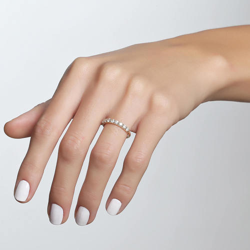 טבעת יהלומים חצי נישואים 0.72ct מזהב 14K
