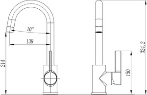 ברז אמבט נירוסטה דגם פיונה שחור מט 52332  שוני SHONY 