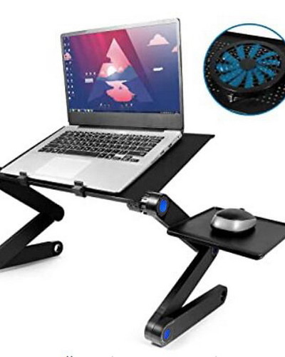 שולחן מתכוונן למחשב נייד כולל זוג מאווררים