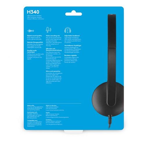 אוזניות ומיקרופון Logitech USB H340
