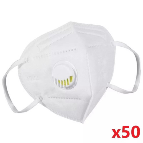 מארז 50 יחידות של מסכות פנים עם פילטר KN95