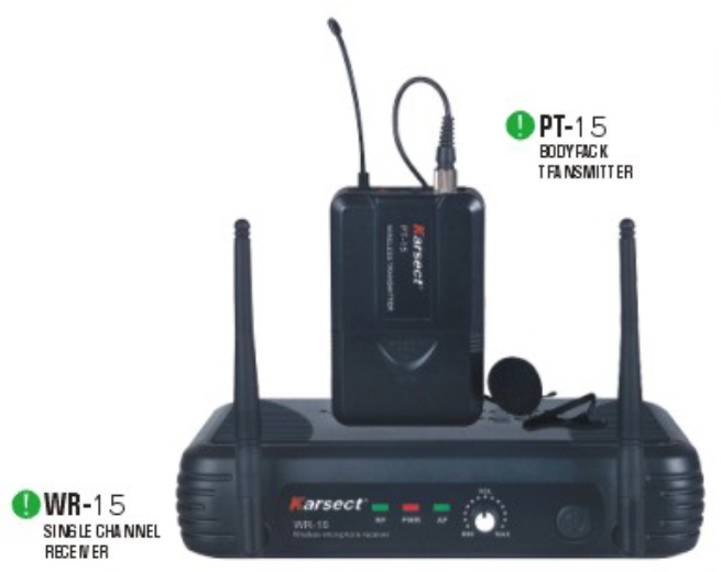 מקרופון אלחוטי מדונה KRSECT WR-15/PT15/HT-9A UHF Karsect
