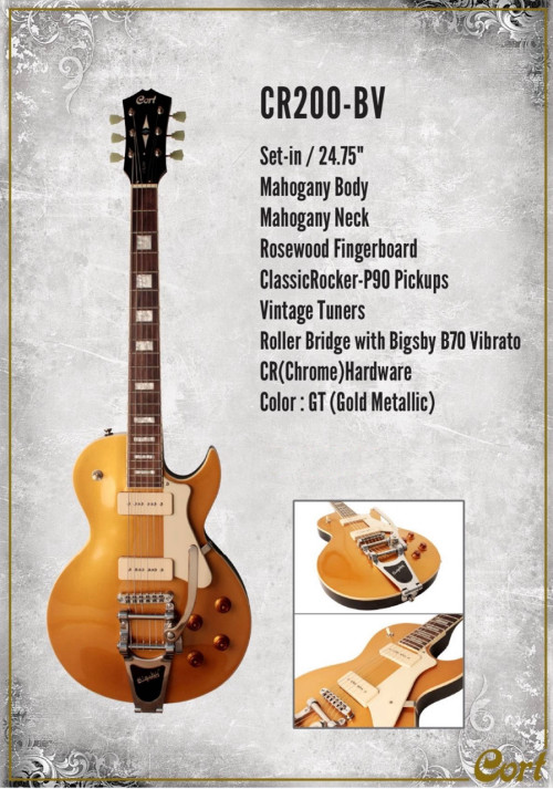 גיטרה חשמלית עם גשר ביגסבי CORT CR200BV GT GOLD TOP