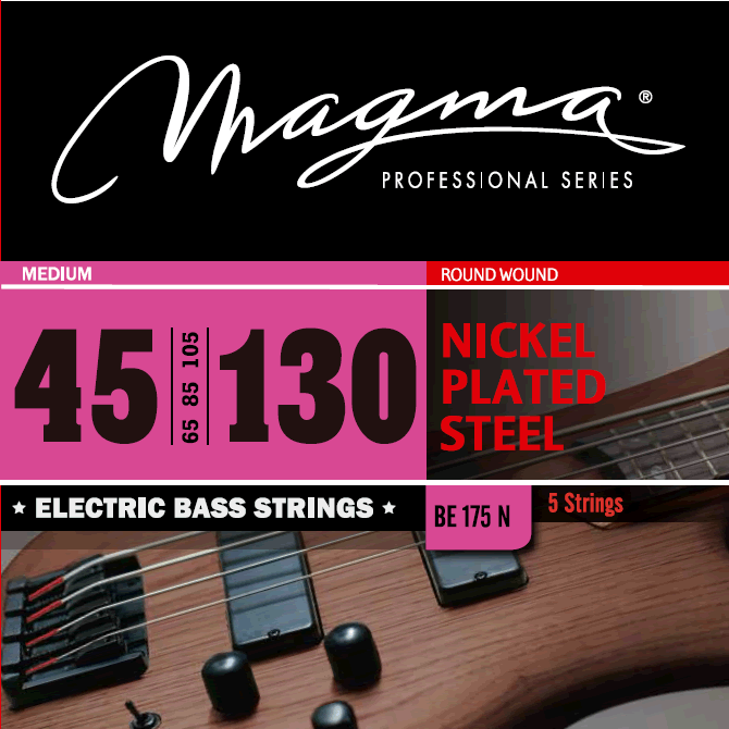 סט מיתרים לגיטרה בס MAGAMA BE175N BAJO-ELEC Nickel P/Steel 045 5C M