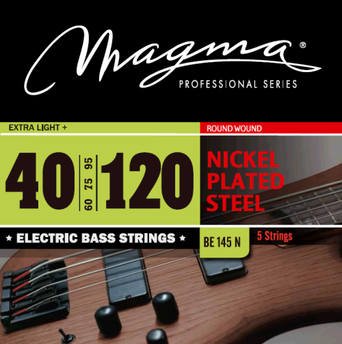 סט מיתרים לגיטרה בס MAGAMA BE145N BAJO-ELEC Nickel P/Steel .040 5C EL+