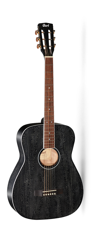 גיטרה אקוסטית שחורה מוגברת CORT AF590MF BOP FISHMAN PICKUP