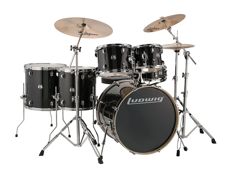 מערכת תופים 6 חלקים 22" עם אביזרים LUDWIG Evolution Black Sparkle