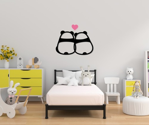 תמונת מתכת - זוג פנדות אוהבים