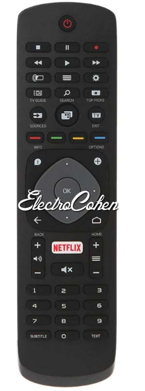 שלט תואם אוניברסלי לטלויזיה חכמה פיליפס smart TV NETFLIX דגם PH10