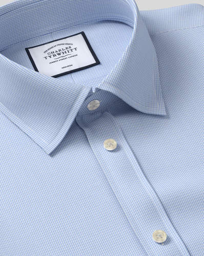 חולצה תכלת משובצת גזרת קלאסיק - Puppytooth Classic Fit