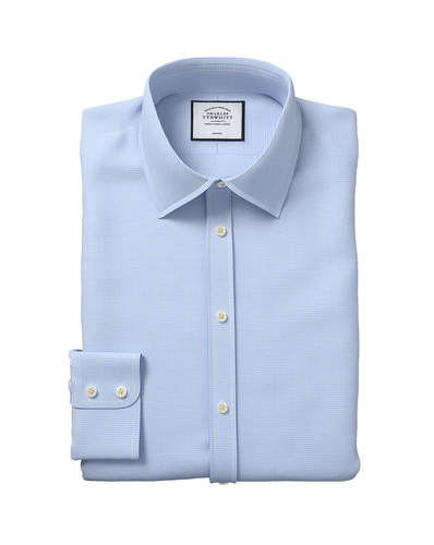 חולצה תכלת משובצת גזרת קלאסיק - Puppytooth Classic Fit