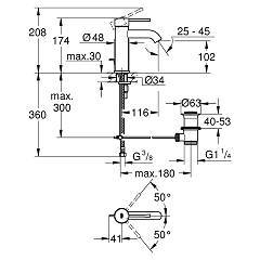 GROHE ברז לכיור אמבטיה סדרת אסנס זהב מט דגם 23589GN1