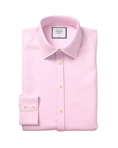 חולצה ורודה טוויל צווארון חתוך גזרת קלאסיק - Twill Classic Fit