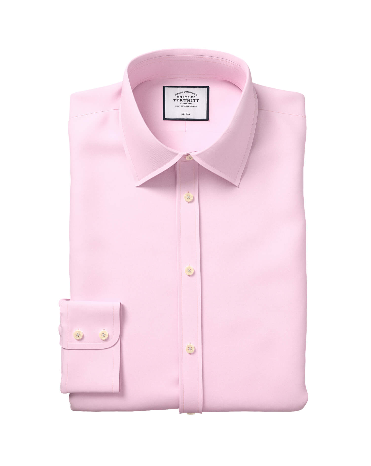 חולצה ורודה טוויל צווארון חתוך גזרת קלאסיק - Twill Classic Fit