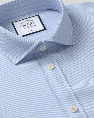 חולצה תכלת משובצת גזרת סלים - Puppytooth Slim Fit