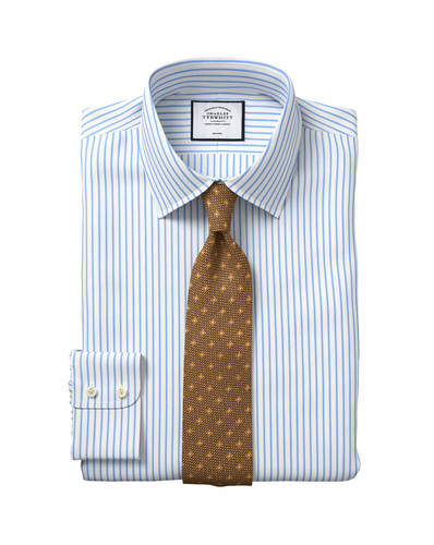 חולצה פסים תכלת לבן טוויל גזרת אקסטרה סלים - Twill Stripe Extra Slim Fit