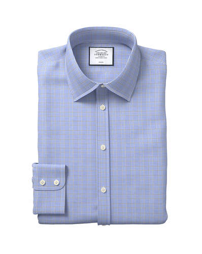 חולצה משובצת כחול זהב גזרת אקסטרה סלים - Prince of Wales Extra Slim Fit
