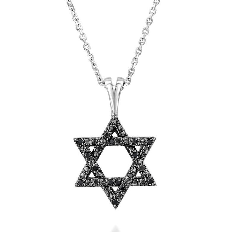 שרשרת ותליון מגן דוד יהלומים זהב 14K