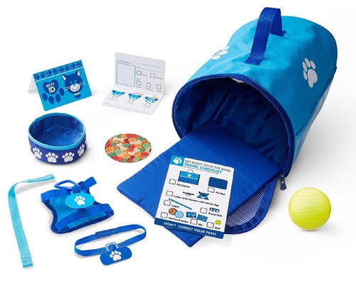 ערכה להסעה ומשחק עם חיות מחמד כולל בובת כלב וחתול 15 חלקים