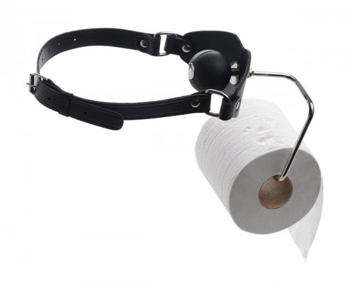 מחסום פה גאג בול עם מחזיק נייר טואלט  XR-Brands - Toilet Paper Silicone Ball Gag
