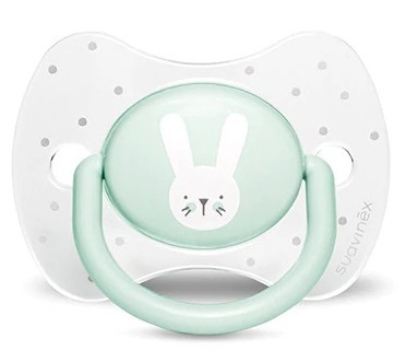 מוצץ סיליקון סימטרי 0-6 חודשים מסדרת Hygge Baby - נקודות/ארנב ירוק