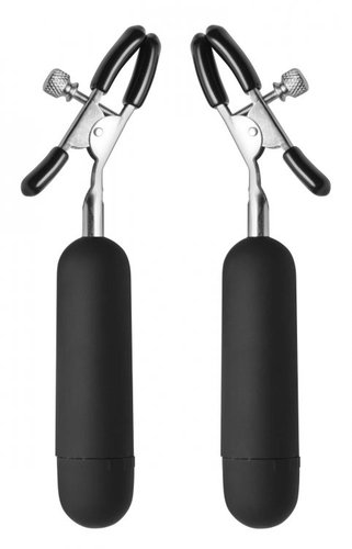 סט מצבטי פטמות רוטטים  XR-Brands -Dark Passion Vibrating Nipple Clamps