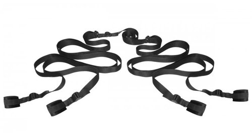 סט קשירה למיטה למתחילות XR Brands - Beginner Fleece Bed Restraints Kit - Black