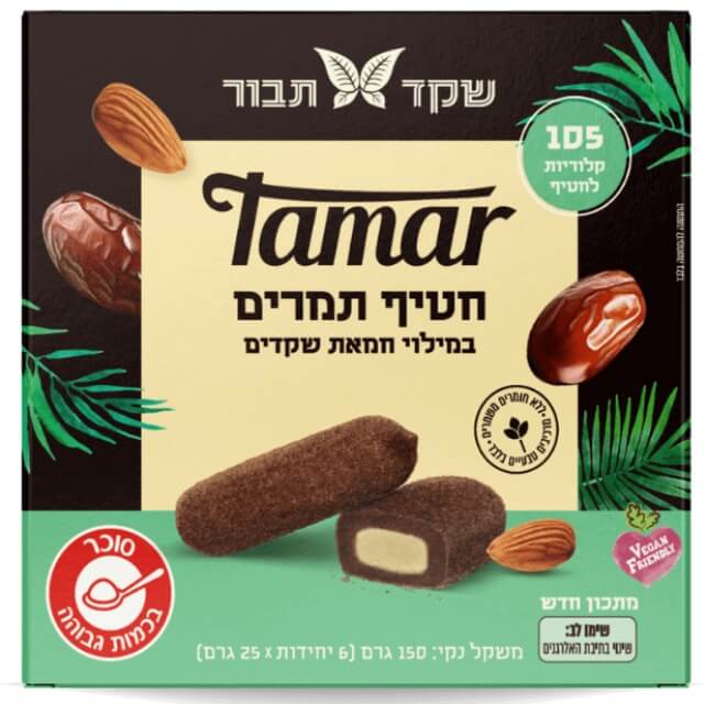 חטיף תמרים טבעי במילוי חמאת שקדים 100%