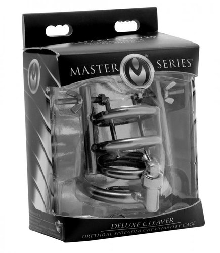 כלוב צניעות עם מפסק לפיזור השופכה XR Brands - Deluxe Cleaver Urethral Spreader CBT Chastity Cage 