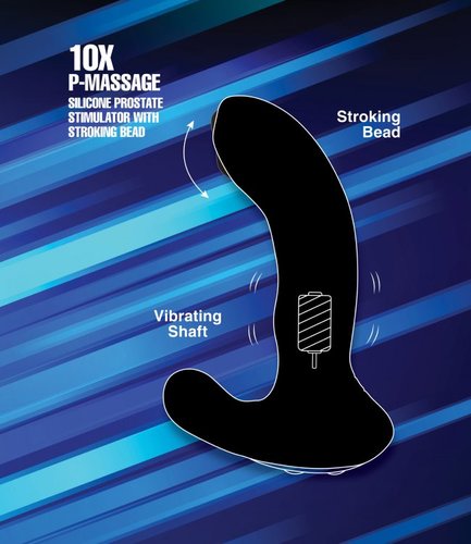 ויברטור פרוסטטה נטען שלט רחוק XR Brands - 10X P-Massage Silicone Prostate Stimulator with Stroking Bead