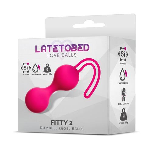 זוג ביצי קיגל למתחילות מסיליקון במשקל 52 גרם LateToBed -  Fitty 2 - Dumbell Kegel Balls 52 gr