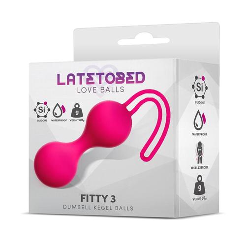 זוג ביצי קיגל למתחילות מסיליקון במשקל 62 גרם LateToBed -  Fitty 3 - Dumbell Kegel Balls 62 gr