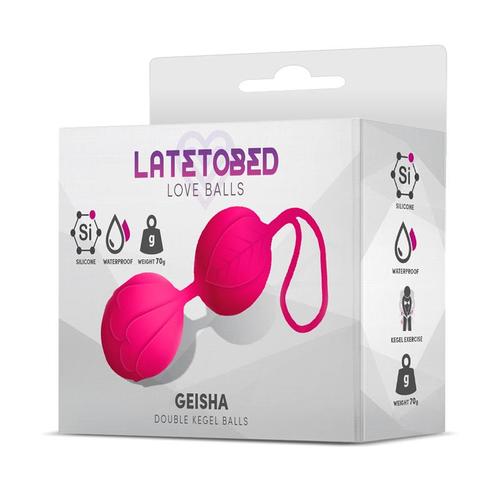 זוג ביצי קיגל מסיליקון במשקל 70 גרם LateToBed -  Geisha Double Kegel Balls Rose Red 70 g gr