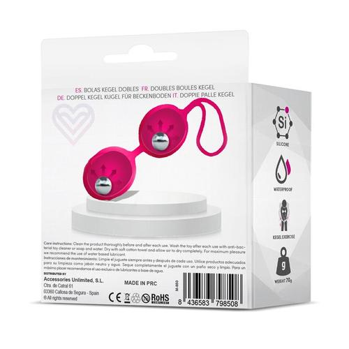 זוג ביצי קיגל מסיליקון במשקל 70 גרם LateToBed -  Geisha Double Kegel Balls Rose Red 70 g gr
