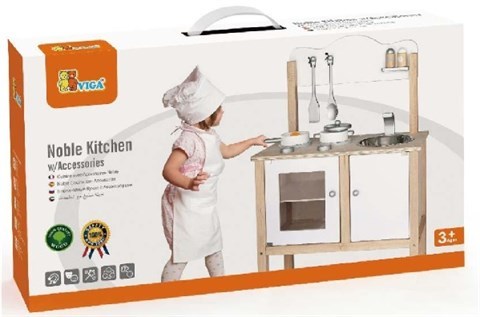 מטבח לילדים דגם נובל Nobel מעץ מלא + 8 אביזרים