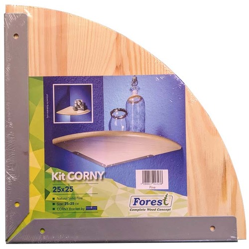 מדף פינתי מעוגל מעץ מלא 25X25 ס
