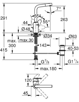 GROHE ברז לכיור אמבטיה יורודיסק קוסמופוליטן 23054003