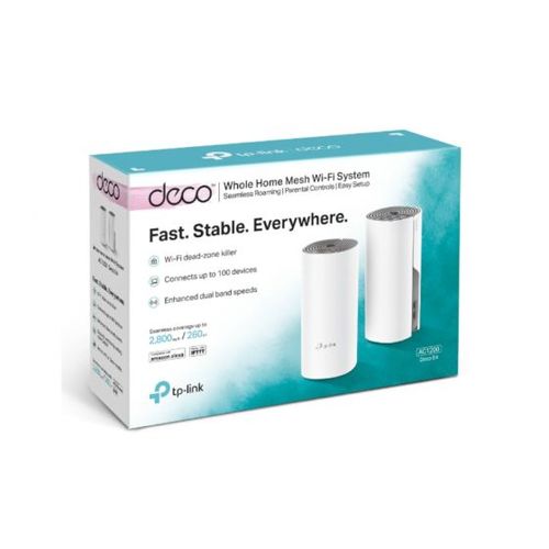 מגדיל טווח Tp Link Deco E4 Mesh AC1200Mbps שתי יחידות באריזה 10/100
