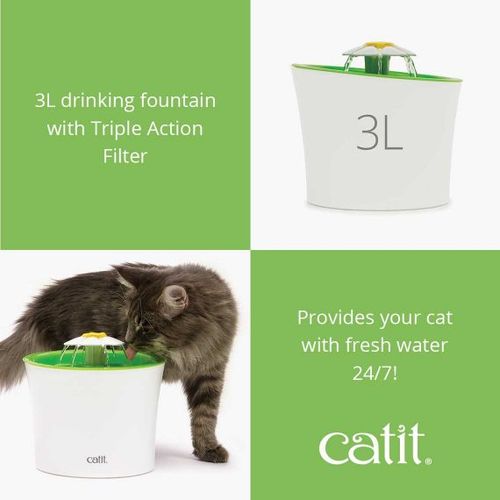 Catit מזרקת מים פרח לחתולים 3 ליטר מתקן שתייה זורם לעידוד שתייה