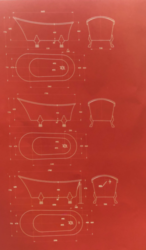 אמבטיה עומדת אקרילית פרי סטנדינג F.S דגם אסתר=קיים במבחר מידות