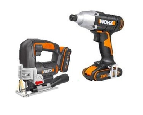 מברגת אימפקט + מסור אנכי 20V + שתי סוללות 2.0AH