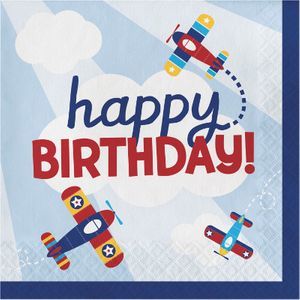 מפיות 33/33 ס"מ טייסים קטנים Happy Birthday 16 יחידות