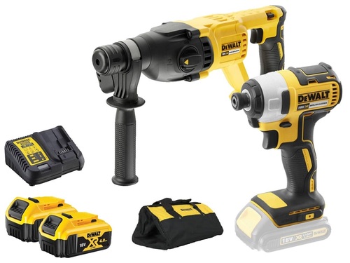 סט אימפקט + פטישון 18V + שתי סוללות 4.0AH