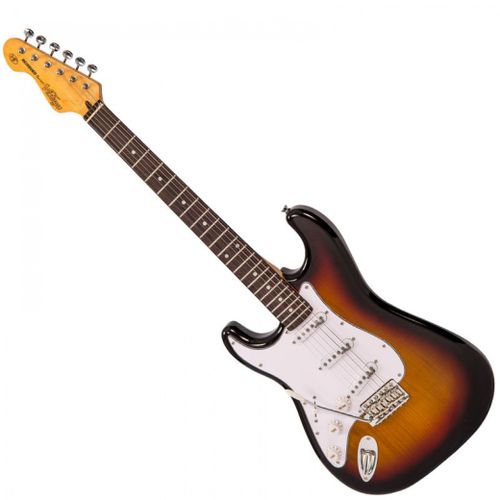 זוית נוספת Vintage V6 ReIssued Electric Guitar ~ Left Hand Sunset Sunburst
