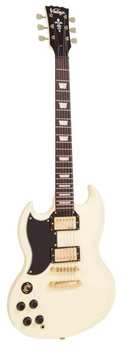 Vintage VS6 Reissued Electric Guitar ~ Left Hand Vintage White/Gold Hardware
