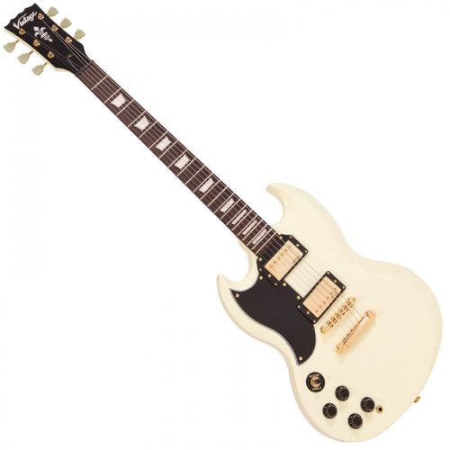 זוית נוספת Vintage VS6 Reissued Electric Guitar ~ Left Hand Vintage White/Gold Hardware